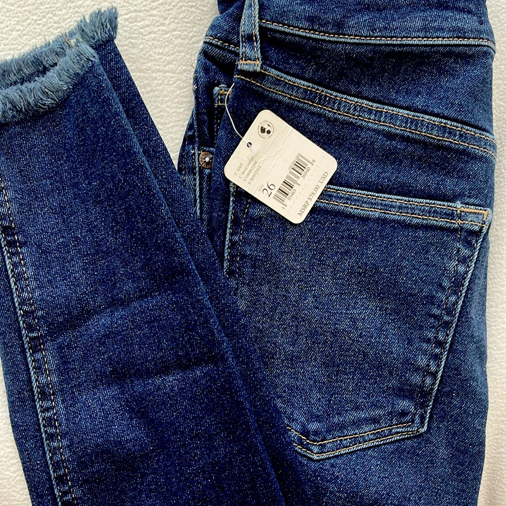 We The Free High Rise Skinny Dark Indigo Raw Hem Blue Jeans Size 26 NWOT